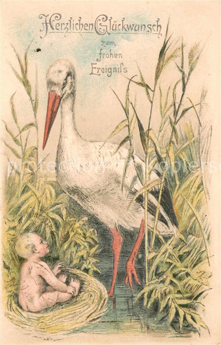 Storch Glueckwunsch zum frohen Ereignis