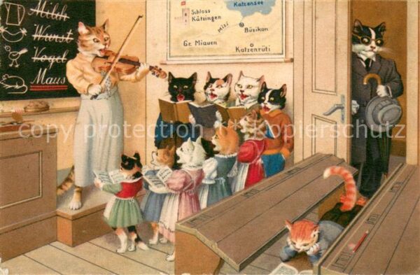 Verlag Kuenzli Zuerich Nr. Nr.4673 Katzen Musickstunde