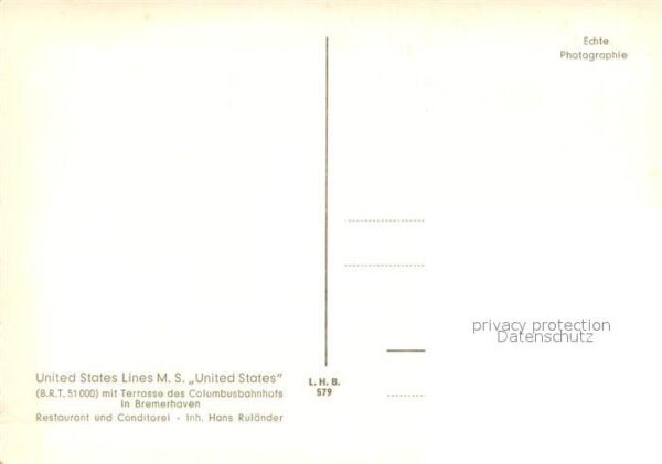 Dampfer Oceanliner Unioted States Lines M.S. L.H.B.579 – Bild 2
