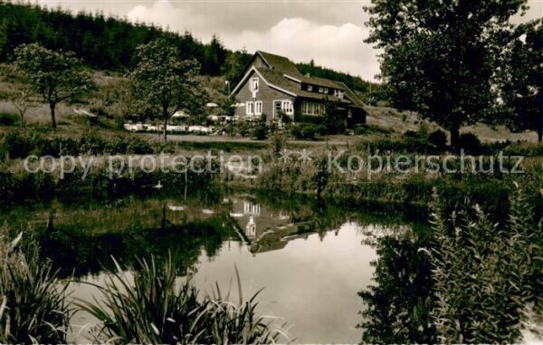 Braunlage Waldgaststaette Forellenteich Aussenansicht m. Teich