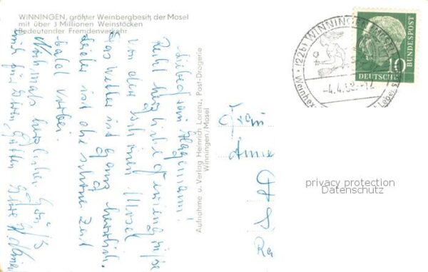 Winningen Mosel Gesamtansicht m. Mosel – Bild 2