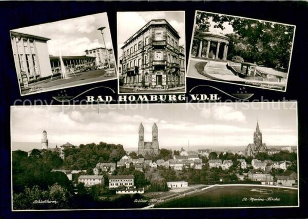 Bad Homburg Schlossturm St.Marien-Kirche Hotel-Braunstuebel Kurhaus