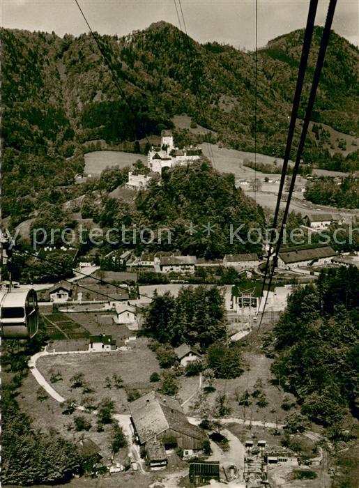 Burg Hohenaschau Blick aus Gondel d. Kampenwand-Seilbahn