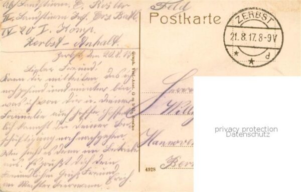 Zerbst Schlossfreiheit m. Lyzeum u. Herzogl. Amtsgericht Feldpost – Bild 2