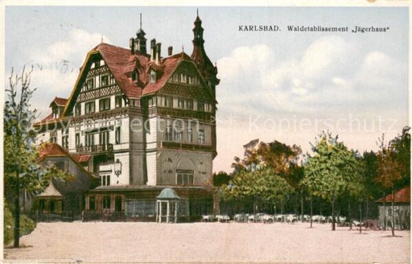 Karlsbad Eger Karlovy Vary Waldetablissement Jaegerhaus Aussenansicht