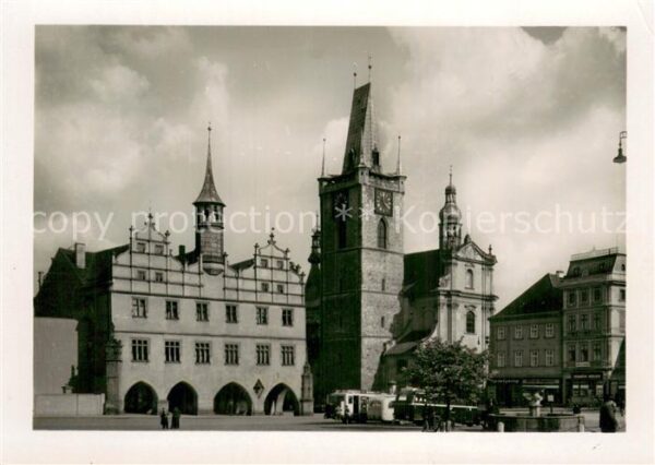 Leitmeritz Litomerice Nordboehmen Rathaus u. Stadtkirche