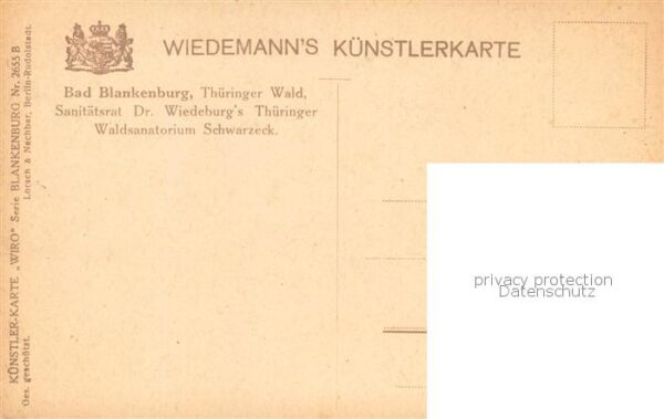 Bad Blankenburg Waldsanatorium Schwarzeck Kuenstlerkarte – Bild 2