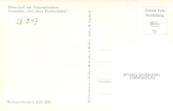 Diensdorf-Radlow Gaststaette Zur alten Fischerhuette Handabzug – Bild 2
