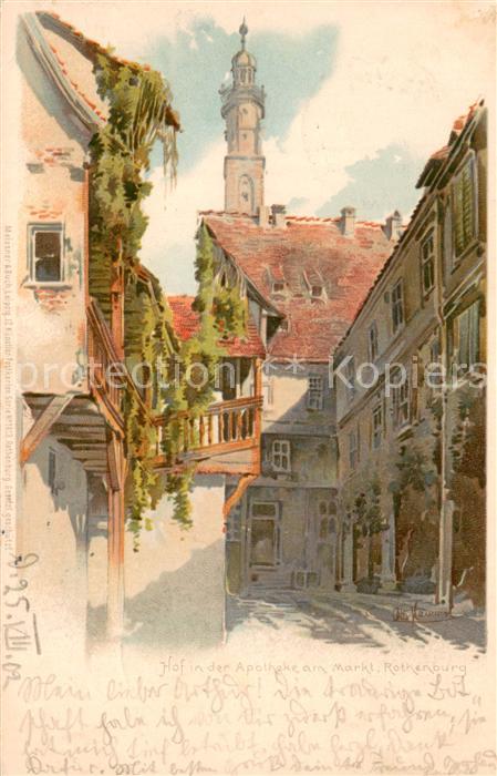 Rothenburg  Tauber Hof in der Apotheke am Markt Kuenstlerkarte