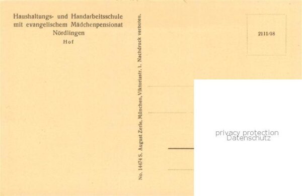 Noerdlingen Haushaltungs und Handarbeitsschule Ev Maedchenpensionat Hof – Bild 2