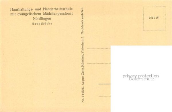 Noerdlingen Haushaltungs und Handarbeitsschule Ev Maedchenpensionat Hauptkueche – Bild 2