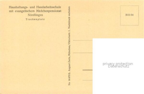 Noerdlingen Haushaltungs und Handarbeitsschule Ev Maedchenpensionat Trockenplatz – Bild 2