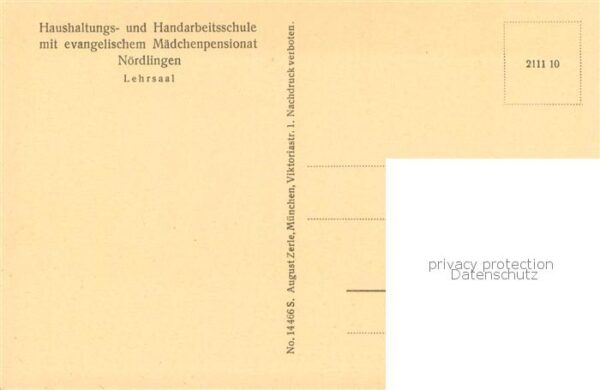 Noerdlingen Haushaltungs und Handarbeitsschule Ev Maedchenpensionat Lehrsaal – Bild 2