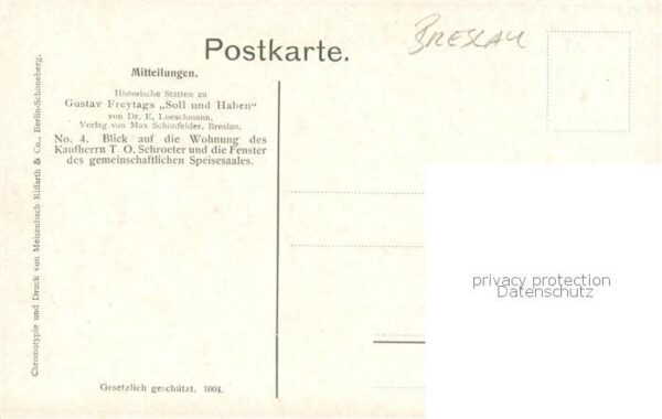 Breslau Niederschlesien Wohnung des Kaufherrn Schroeter und Fenster des gemeinsc – Bild 2
