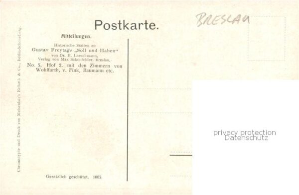 Breslau Niederschlesien Hof 2 mit den Zimmern von Wohlfahrt v Fink Baumann etc – Bild 2