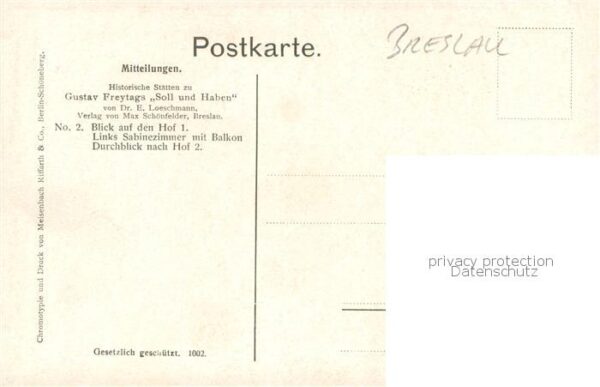 Breslau Niederschlesien No. 2 Blick auf den Hof 1 Historische Staetten Gustav Fr – Bild 2