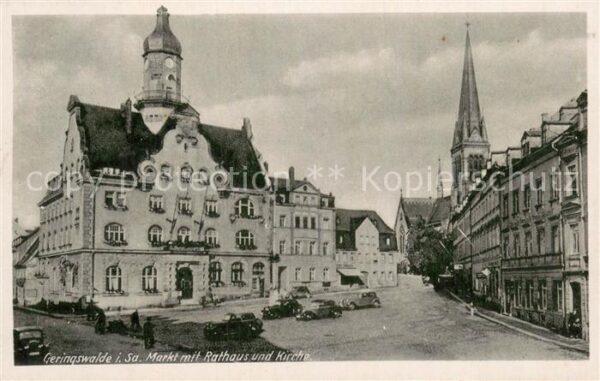 Geringswalde Markt mit Rathaus und Kirche