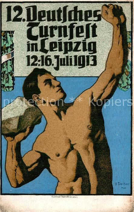 Leipzig 12. Deutsches Turnfest Kuenstlerkarte Offizielle Festpostkarte Nr. 4 Der