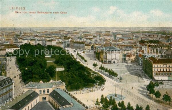 Leipzig Panorama Blick vom neuen Rathausturm nach Osten