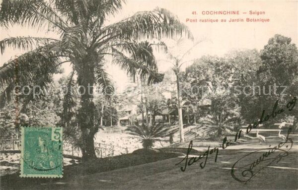 Cochinchine Vietnam Pont rustique au Jardin Botanique
