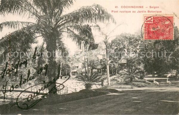 Cochinchine Vietnam Pont rustique au Jardin Botanique