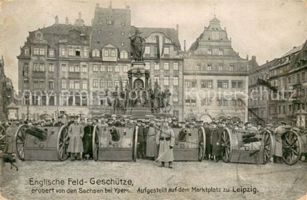 Ypern Ypres Ieper Englische Feldgeschuetze erobert von den Sachsen Denkmal Markt