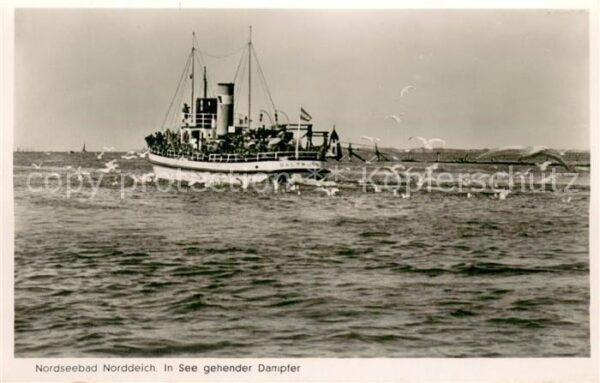 Norddeich  Norden Nordseebad In See gehender Dampfer
