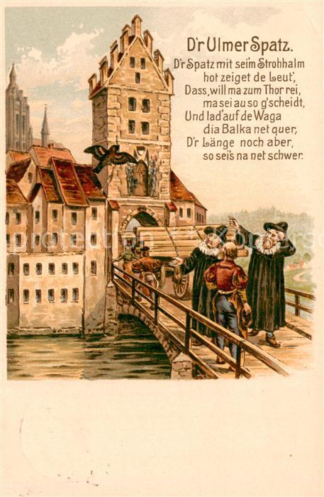 Ulm  Donau Ulmer Spatz Kuenstlerkarte