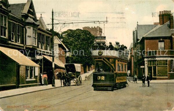 Newport  Mon UK Strassenbahn Pferdekutsche Tucks Post Card No 4789