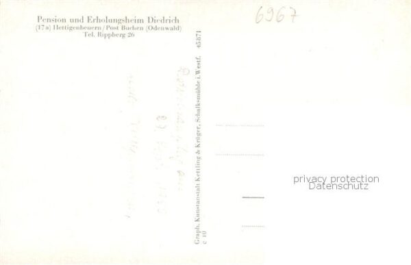 Hettigenbeuern Pension u. Erholungsheim Diedrich Innenansichten d. Speisesaals u – Bild 2