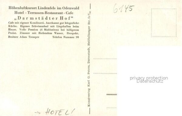 Lindenfels Odenwald Hotel-Restaurant Darmstaedter-Hof Schwimmbad-Ansicht – Bild 2