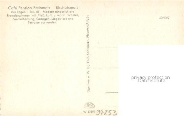 Bischofsmais Gesamtansicht u. Cafe-Pension Steinmetz m. Fremdenzimmern – Bild 2