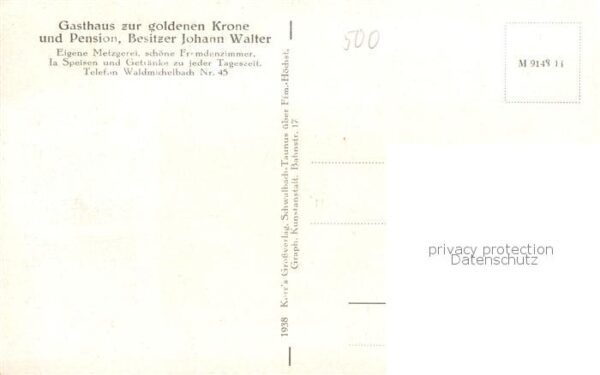 Waldmichelbach Unter-Schoenmattenweg u. Gasthaus zur goldenen Krone – Bild 2