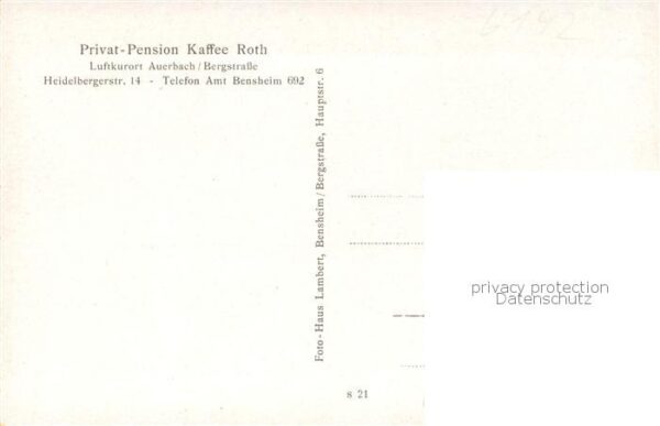 Auerbach Bergstrasse Privat-Pension Kaffee Roth Aussenansicht u. Garten – Bild 2