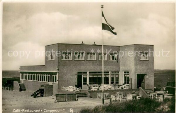 Schoorbakke West-Vlaanderen NL Cafe-Restaurant Camperduin Aussenansicht m. Terra
