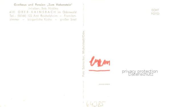 Ober-Kainsbach Gasthaus-Pension Zum Hohenstein Innenansicht – Bild 2