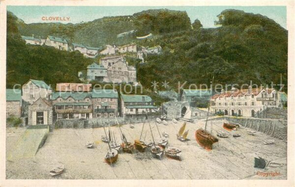 Clovelly UK Teilansicht Boote Stand