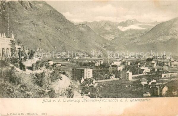 Bozen Suedtirol Blick v. d. Erzherzog Heinrich-Promenda a. d. Rosengarten