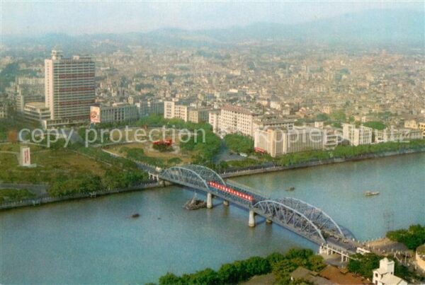 Kwangchow Peking Pekin Beijing China Fliegeraufnahme Teilansicht m. Fluss