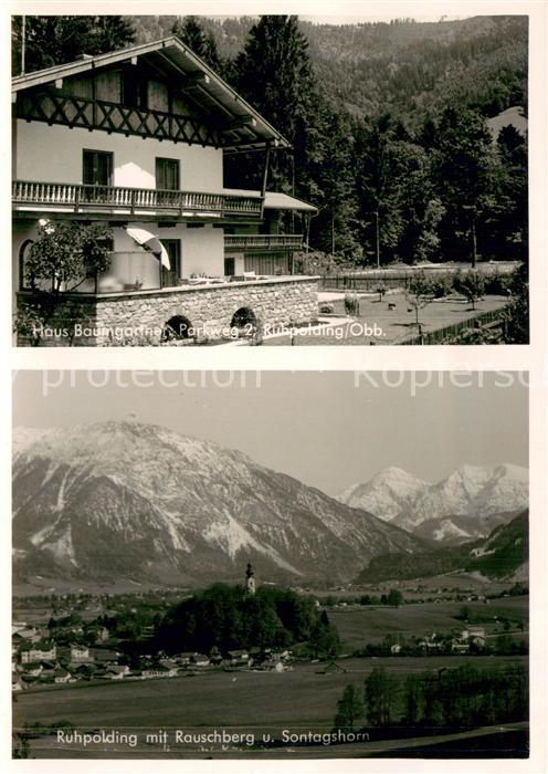 Ruhpolding Gesamtansicht m. Rauschberg u. Sontagshorn u. Haus Baumgartnerg
