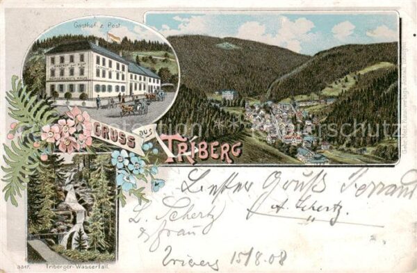 Triberg Gesamtansicht m. Gasthof z. Post u. Triberger Wasserfall