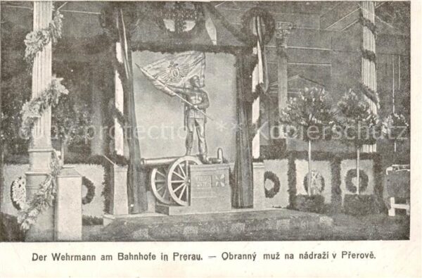 Prerau Prerov CZ Der Wehrmann am Bahnhofe Feldpost