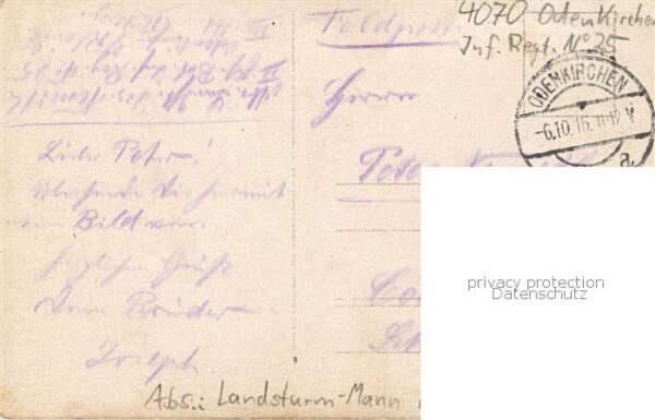 Odenkirchen Rheydt Moenchengladbach Inf. Regt. Nr. 25 Portrait Landsturm-Mann Fe – Bild 2