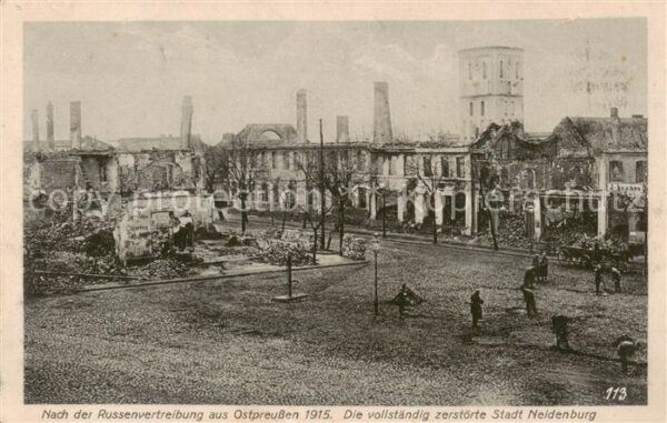 Neidenburg Nidzica Nibork Ostpreussen Zerstoerte Stadt 1915 Feldpost