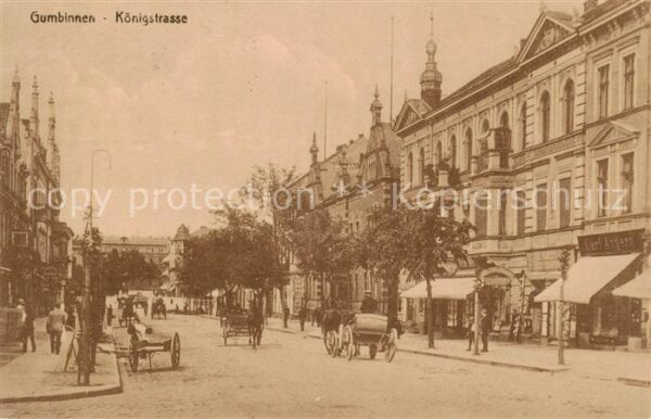 Gumbinnen Goesev Gussew Oblast Kaliningrad RU Koenigsstrasse m. Kutschen Feldpos