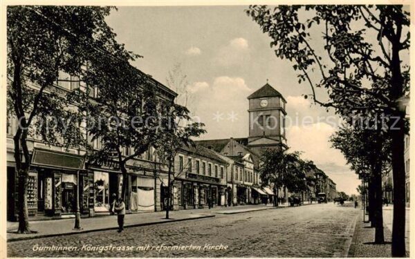Gumbinnen Goesev Gussew Oblast Kaliningrad RU Koenigstrasse m. reformierten Kirc