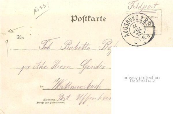 Augsburg Kaiser-Strasse u. Stadt-Theater Feldpost – Bild 2
