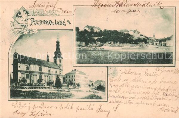 Lysa  nad Labem Lissa Elbe CZ Teilansichten m. Kirche