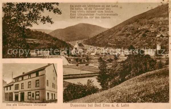 Dausenau Gesamtansicht u. hist. Wirtshaus