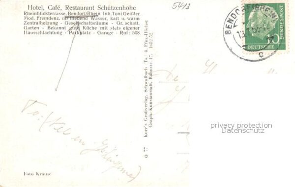 Bendorf Rhein Restaurant-Hotel Cafe Schuetzenhoehe Aussen- u. Innenansichten – Bild 2